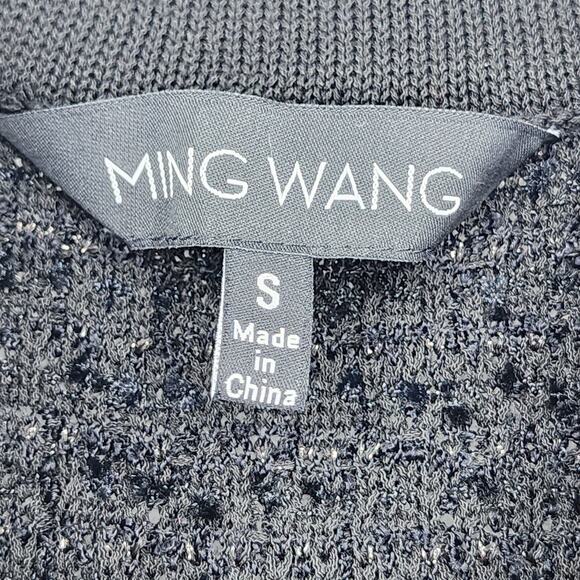 Ming Wang Jacquard Shimmer Light Shoulder Pad Long Sleeve Blazer Size Small - Picture 2 of 5